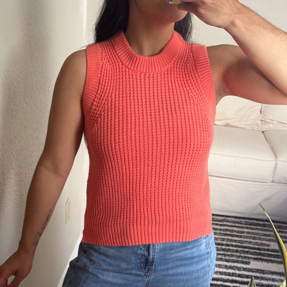 French Connection Coral Cotton Knit Tank Top